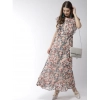 Dropship Women's Polyester Floral Round Neck Flutter Dress (Multicolor)
