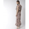 Dropship Women's Polyester Floral Round Neck Flutter Dress (Multicolor)