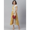 Dropship Women's Polyester Floral V-Neck Short Sleeve Dress (Yellow-White)