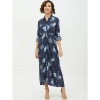 Dropship Women's Rayon Floral Collar Neck Long Sleeves Dress (Blue)