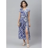 Dropship Women's Polyester Floral V-Neck Short Sleeve Dress (Purple-White)