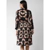 Dropship Women's Polyester Pleated Collar Neck Long Sleeves Dress (Black)