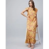 Dropship Women's Polyester Floral Round Neck Flutter Dress (Red)