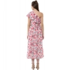 Dropship Women's Polyester Crepe Floral One Shoulder One Shoulder Dress (Multicolor)