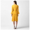 Dropship Women's Polyester Ruffled Close Neck Long Sleeves Dress (Yellow)