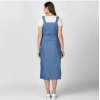 Dropship Women's Denim Solid Round Neck Sleeveless Dress (Blue)