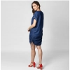 Dropship Women's Denim Solid Close Neck Short Sleeve Dress (Blue)