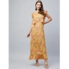 Dropship Women's Polyester Floral Round Neck Flutter Dress (Red)