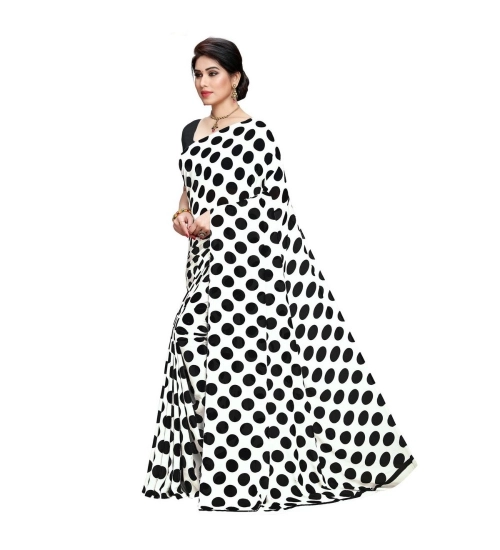 Women's Georgette Printed Saree With Unstitched Blouse 5.5Mtr (W.Black)