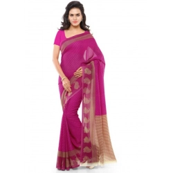 Women's Faux Georgette Printed Saree With Unstitched Blouse 5.5Mtr (Pink)