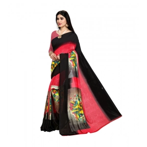 Generic Women's Georgette Printed Saree With Unstitched Blouse 5.5Mtr (Pink)