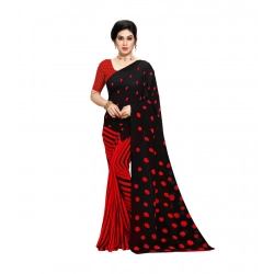 Women's Georgette Printed Saree With Unstitched Blouse 5.5Mtr (Red)