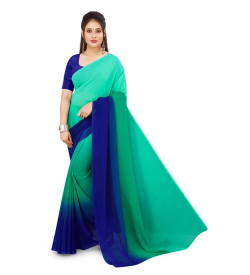 Women's Georgette Solid Saree With Unstitched Blouse 5.5Mtr (Turquoise Green) Women's Georgette Solid Saree With Unstitched Blouse 5.5Mtr (Turquoise Green)