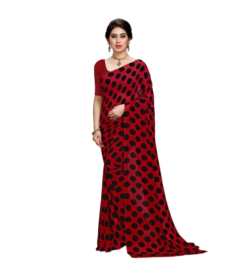 Women's Georgette Printed Saree With Unstitched Blouse 5.5Mtr (R.Black)