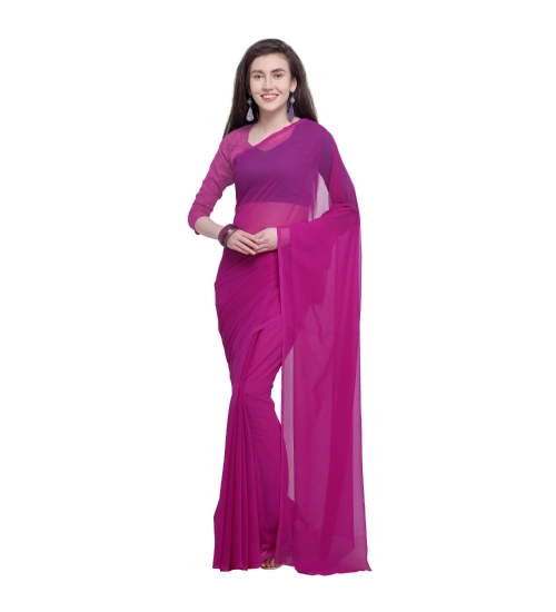 Women's Dyed Solid Saree With Unstitched Blouse 5.5Mtr (Pink)