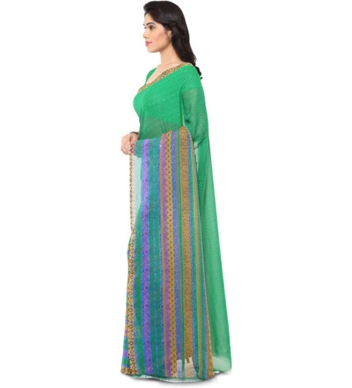 Women's Faux Georgette Printed Saree With Unstitched Blouse 5.5Mtr (Green) Women's Faux Georgette Printed Saree With Unstitched Blouse 5.5Mtr (Green)
