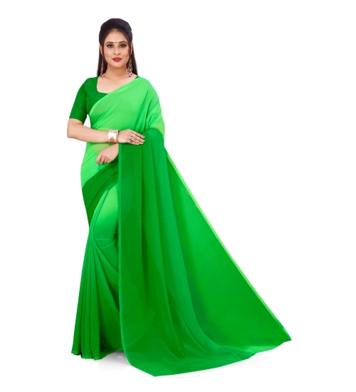 Women's Georgette Solid Saree With Unstitched Blouse 5.5Mtr (Green)