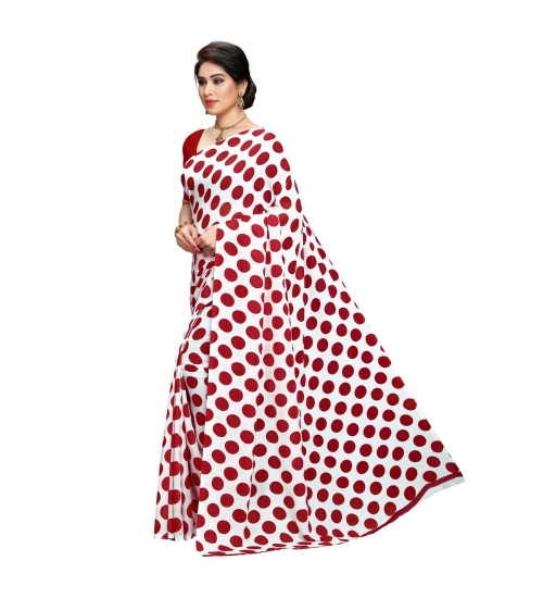 Women's Georgette Printed Saree With Unstitched Blouse 5.5Mtr (W.Red)