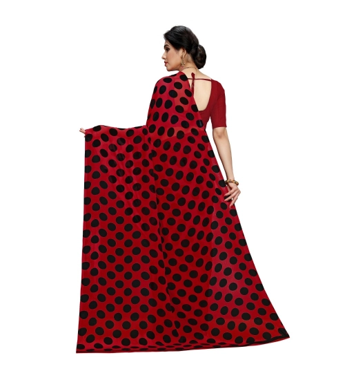 Women's Georgette Printed Saree With Unstitched Blouse 5.5Mtr (R.Black)
