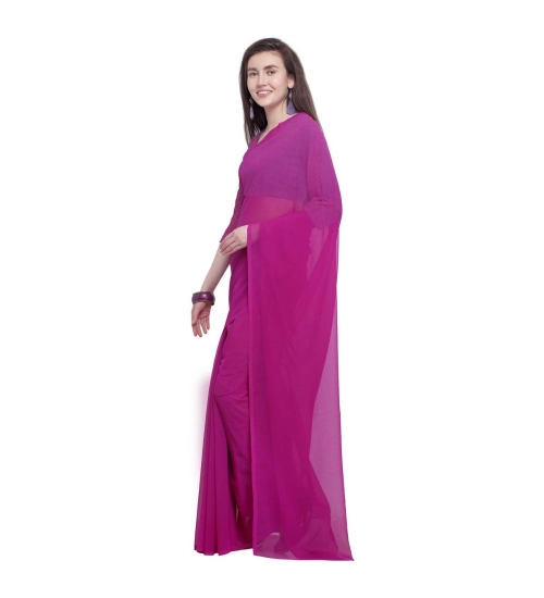 Women's Dyed Solid Saree With Unstitched Blouse 5.5Mtr (Pink)