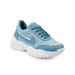 Women's Casual Mesh Printed Lace-Ups Shoes (Blue)