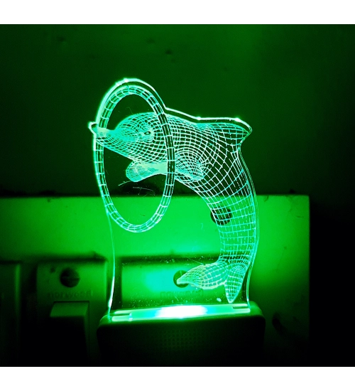 Circle With Dolphin AC Adapter Night Lamp