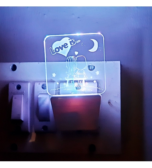 Love Is With Half Moon AC Adapter Night Lamp
