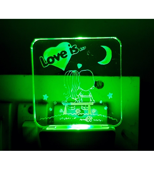 Love Is With Half Moon AC Adapter Night Lamp