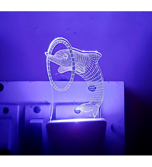 Circle With Dolphin AC Adapter Night Lamp