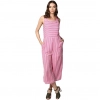 Dropship Women's Polyester Striped Sleeveless Jumpsuit (Pink)