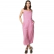 Women's Polyester Striped Sleeveless Jumpsuit (Pink) Women's Polyester Striped Sleeveless Jumpsuit (Pink)