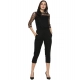 Women's Polyester Self Design 3/4th Sleeve Jumpsuit (Black) Women's Polyester Self Design 3/4th Sleeve Jumpsuit (Black)