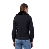 Dropship Women's Denim &amp; Faux Fur Washed Long Sleeve Jacket (Black)