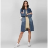 Dropship Women's Denim Washed Long Sleeve Jacket (Blue)