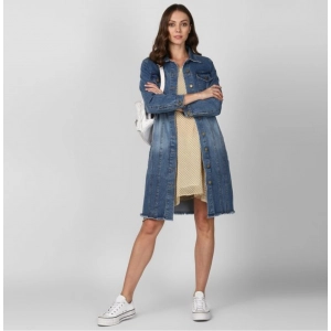 Generic Women's Denim Washed Long Sleeve Jacket (Blue)