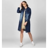 Dropship Women's Denim Washed Long Sleeve Jacket (Blue)