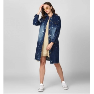 Generic Women's Denim Washed Long Sleeve Jacket (Blue)