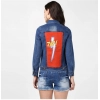 Dropship Women's Denim Hand Painted Long Sleeve Jacket (Blue)