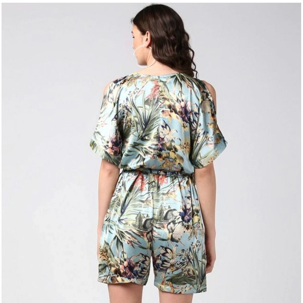 Women's Polyester Floral Dungaree Pant (Multicolor)
