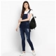 Women's Denim Solid Dungaree Pant (Blue)
