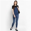 Dropship Women's Denim Solid Dungaree Pant (Blue)