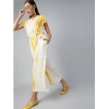 Dropship Women's Rayon Striped Short Sleeve Jumpsuit (Yellow - White)