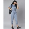 Dropship Women's Denim Self Design Tie Ups Jumpsuit (Blue)