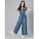 Women's Rayon Tie & Dye Short Sleeve Jumpsuit (Blue) Women's Rayon Tie & Dye Short Sleeve Jumpsuit (Blue)