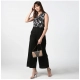 Women's Polyester Embroidered Sleeveless Jumpsuit (Black) Women's Polyester Embroidered Sleeveless Jumpsuit (Black)