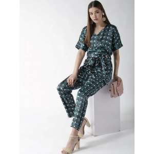 Generic Women's Polyester Polka Half Sleeve Jumpsuit (Green)