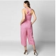 Women's Polyester Striped Sleeveless Jumpsuit (Pink) Women's Polyester Striped Sleeveless Jumpsuit (Pink)