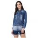 Women's Denim Hand Painted Long Sleeve Jacket (Blue) Women's Denim Hand Painted Long Sleeve Jacket (Blue)
