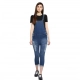 Women's Denim Solid Dungaree Pant (Blue)