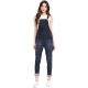 Women's Denim Solid Dungaree Pant (Blue)